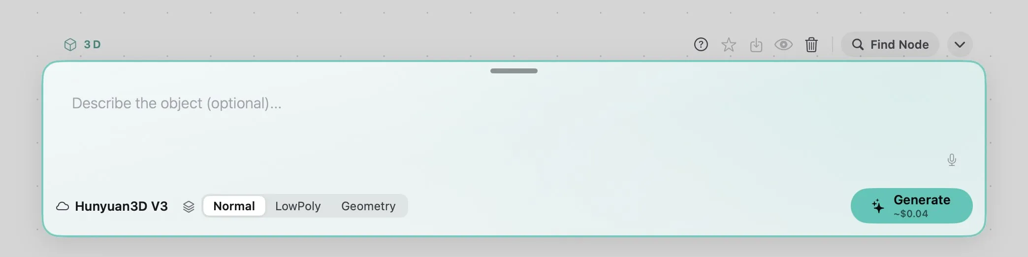The Prompt bar open on a 3D card