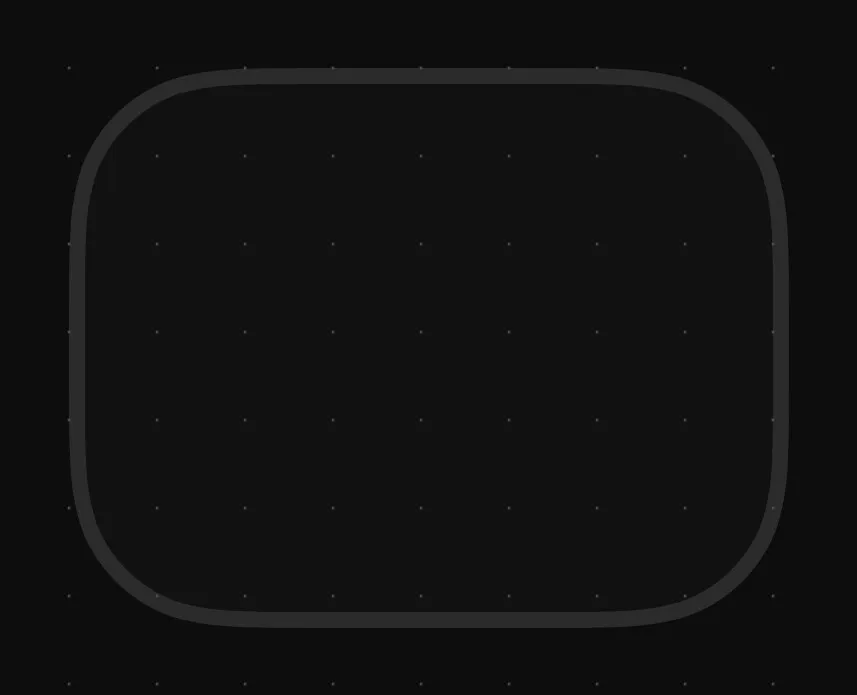 An empty Frame: a rounded area with a wide border band, on the canvas