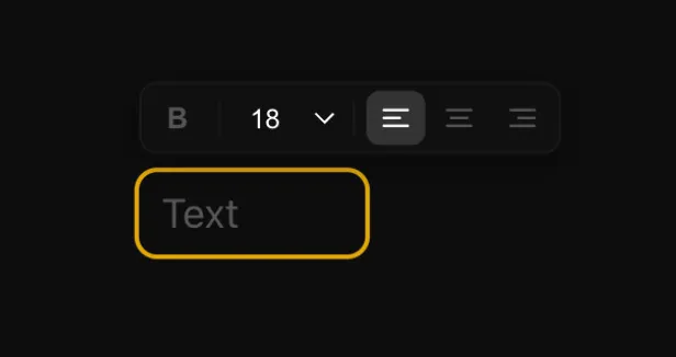 A Label on the canvas with its formatting toolbar visible