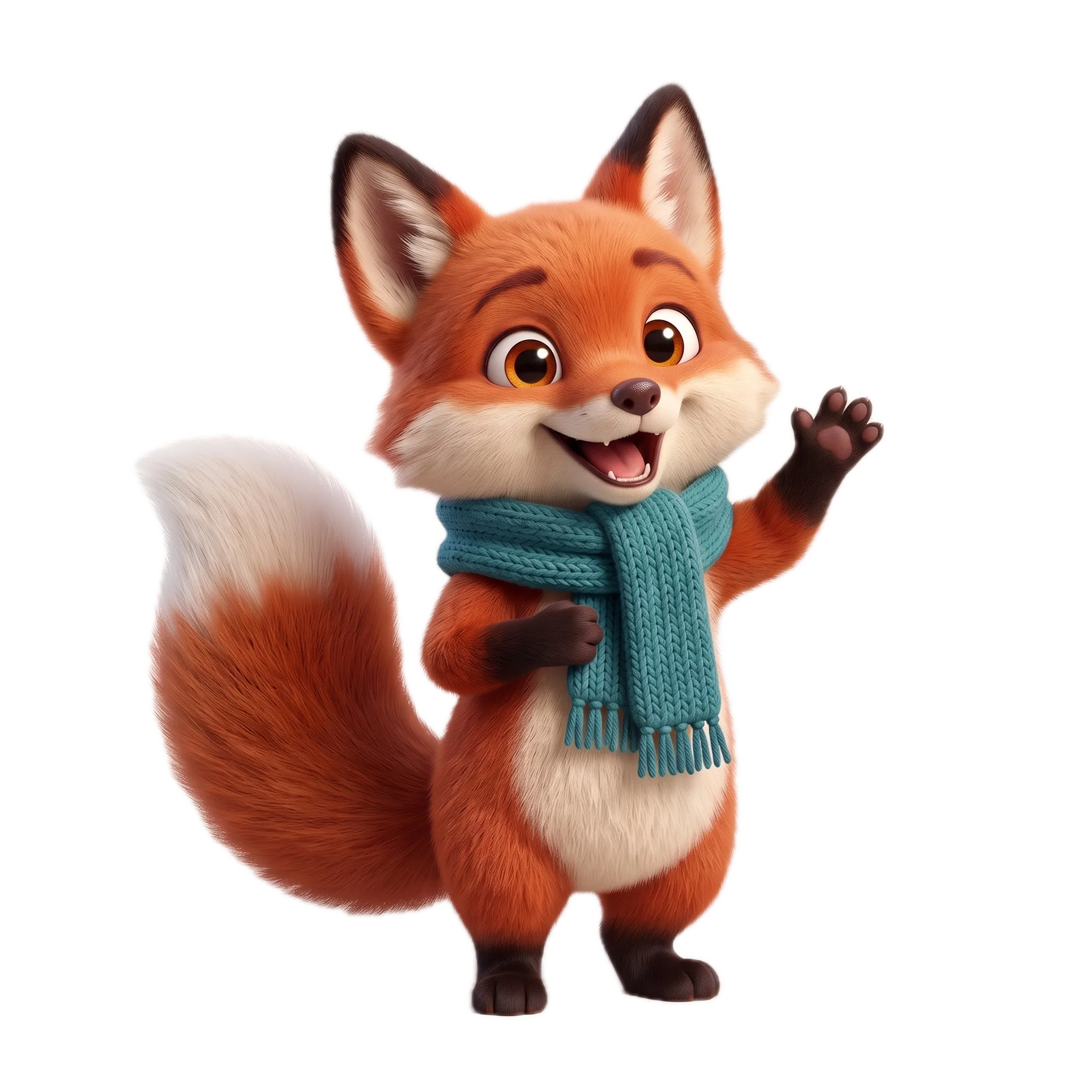 Pip waving hello with a big smile, cut out on a transparent background.