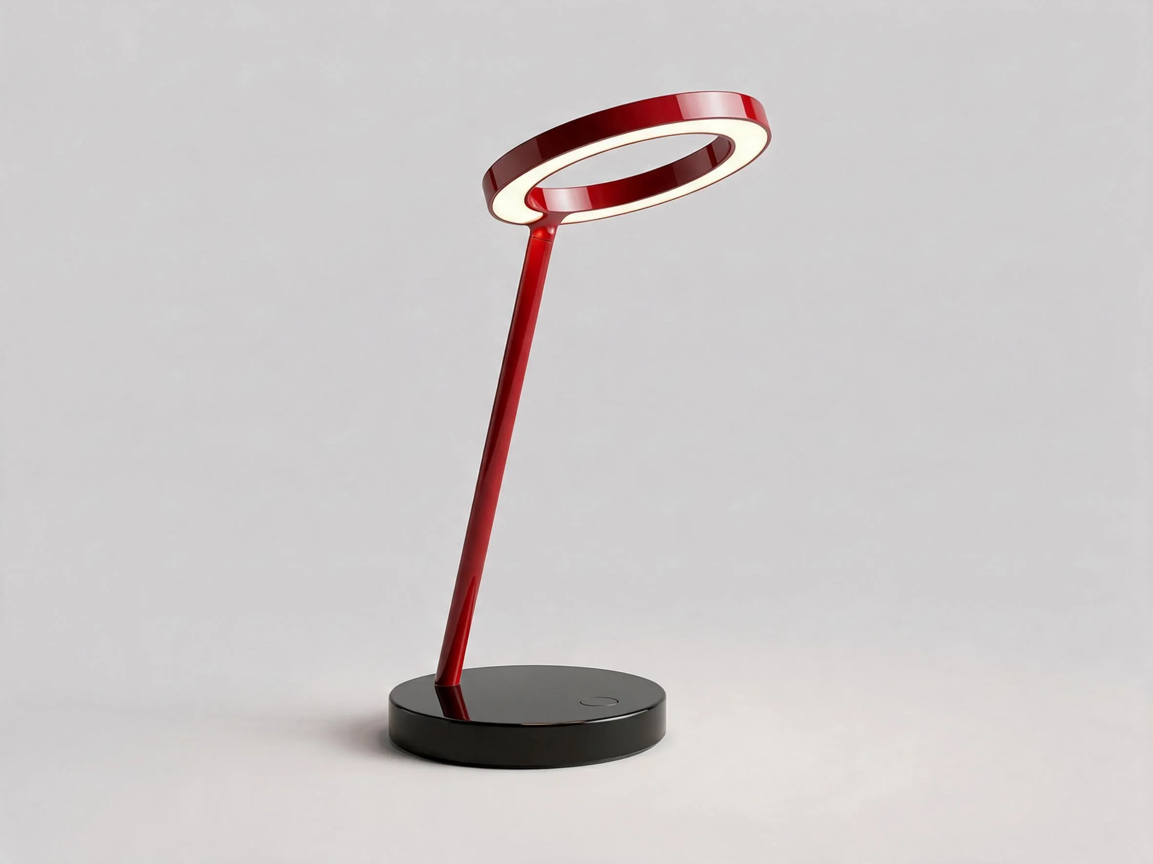 The Halo lamp in gloss signal red with a black base.